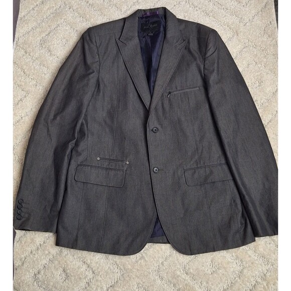 Marc Ecko Cut & Sew Mens Sport Coat Blazer Sz Large 2 Button Gray Classic Preppy - Picture 1 of 15